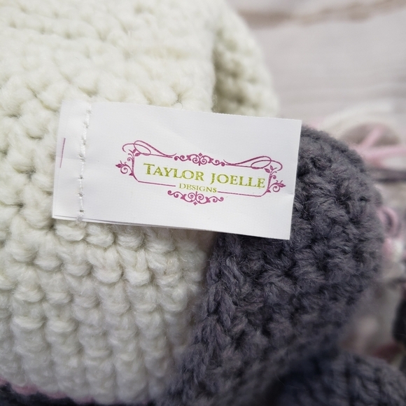 Taylor Joelle Sock Monkey Knit Hat Tassel Straps Infant 3-6 Months Cotton - Picture 6 of 8